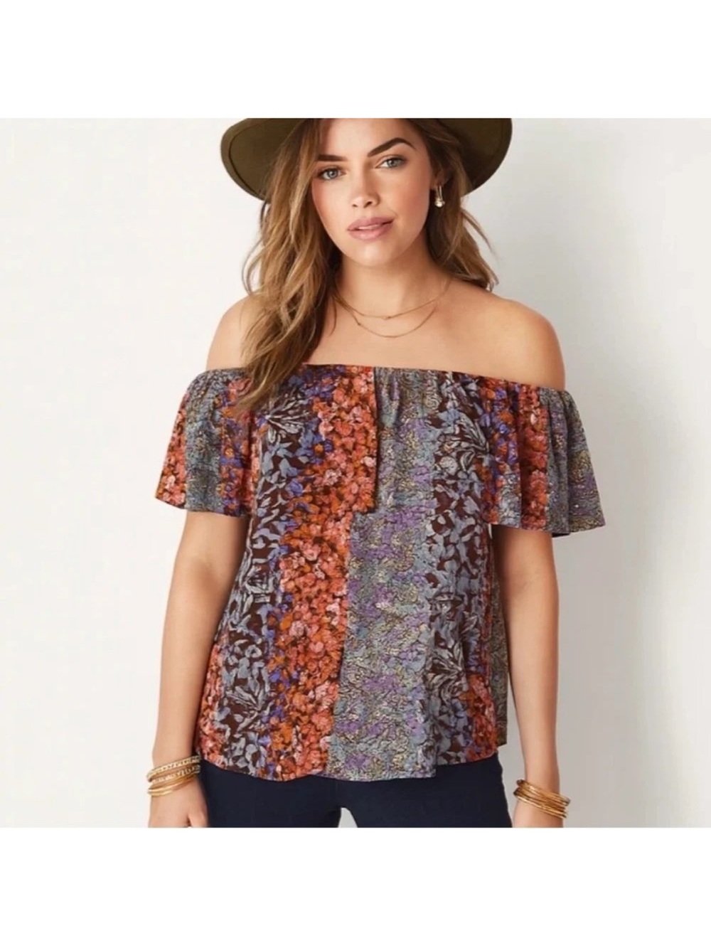 Anthropologie Maeve Vallita Floral Off Shoulder Ruffle Top Medium